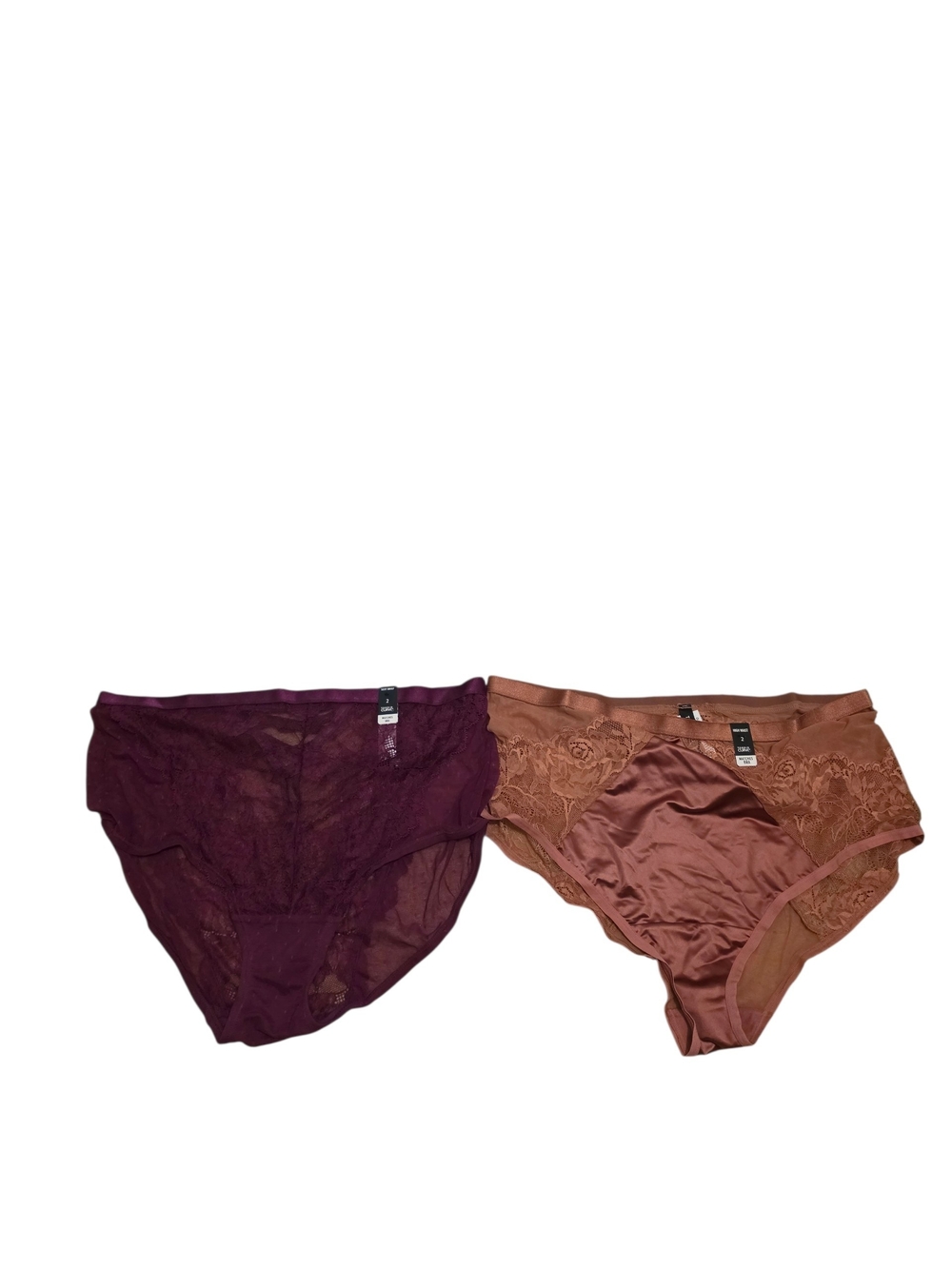 Torrid Curve Women's Lace Briefs Set - Plum and Rust - 2